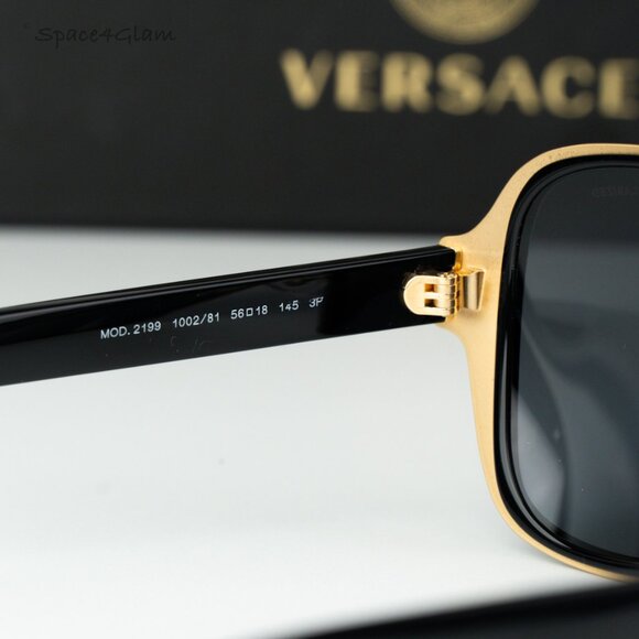 Versace Women Sunglasses Black Grey Polarized Pilot VE2199 100281 NEW AUTHENTIC - Picture 6 of 12